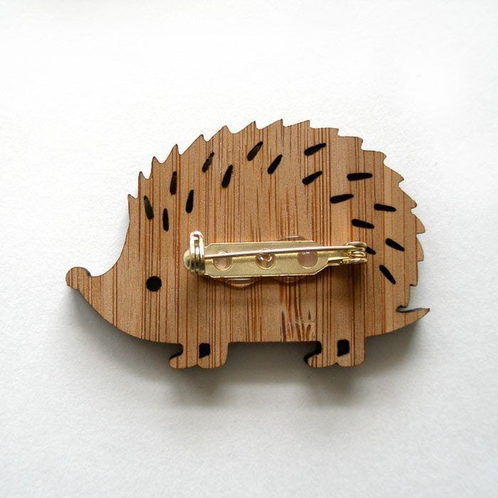 Hedgehog Bamboo Brooch