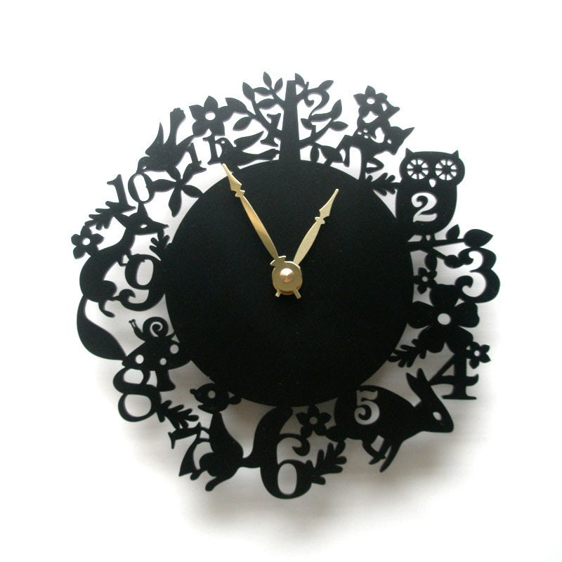 It's My Forest Clock - Black Acrylic