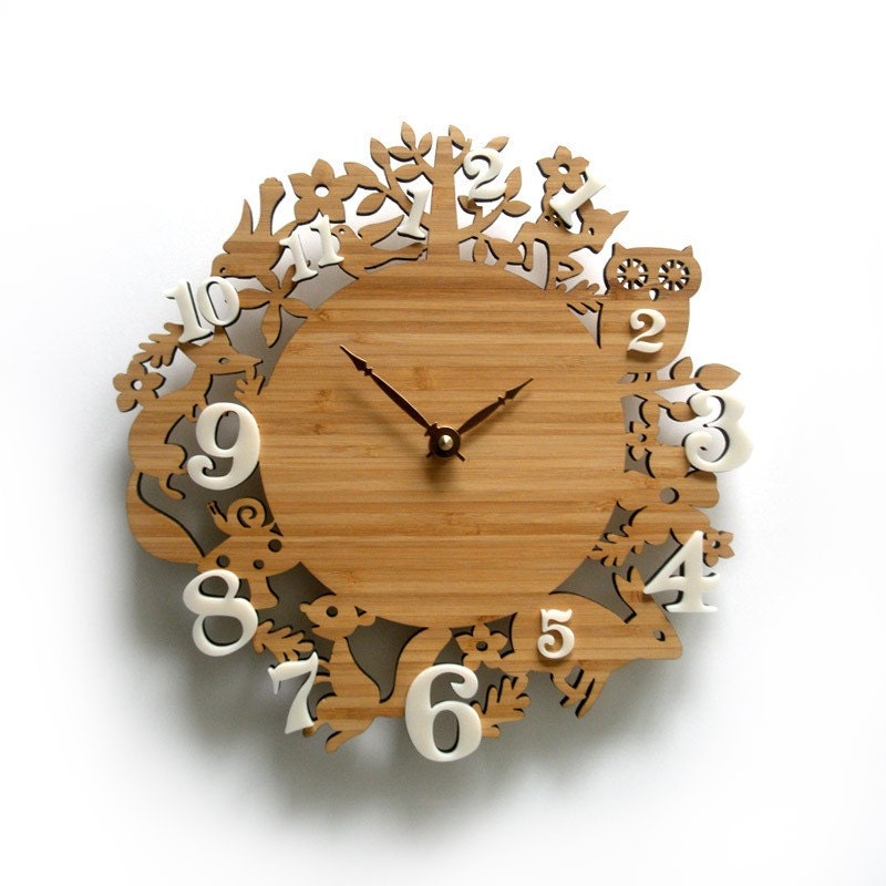 Modern Wall Clock - It's My Forest - Bamboo - Free Shipping