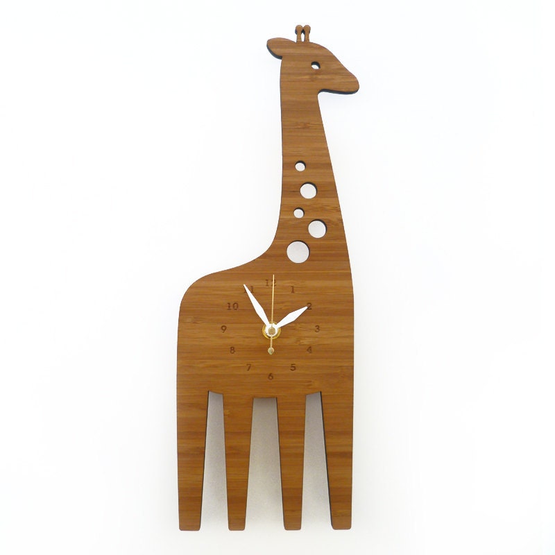 Modern Giraffe Bamboo Wall Clock