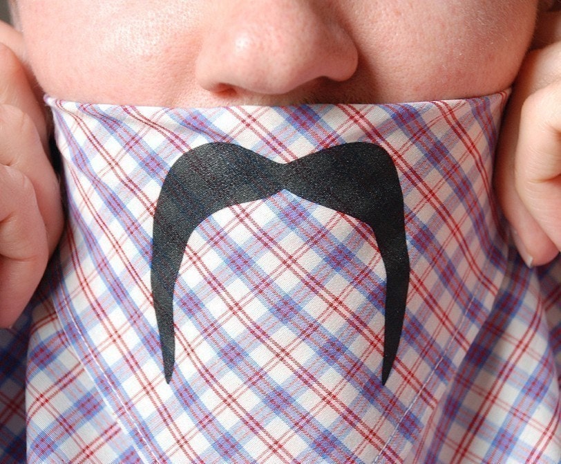 Mustache Hankie - Red/Blue Plaid