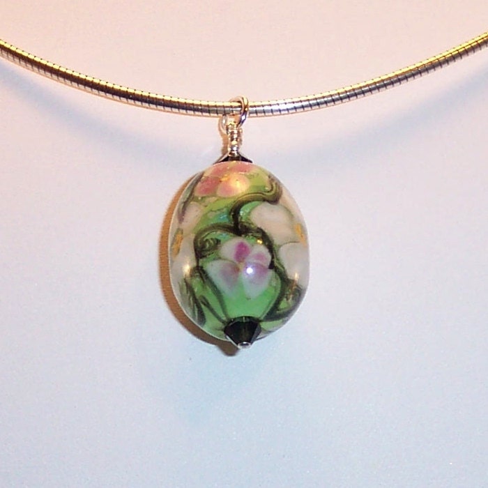 Lampwork Glass Pendant: Wild Garden