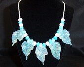 Lampwork Glass Necklace & Earrings: Winter Leaves