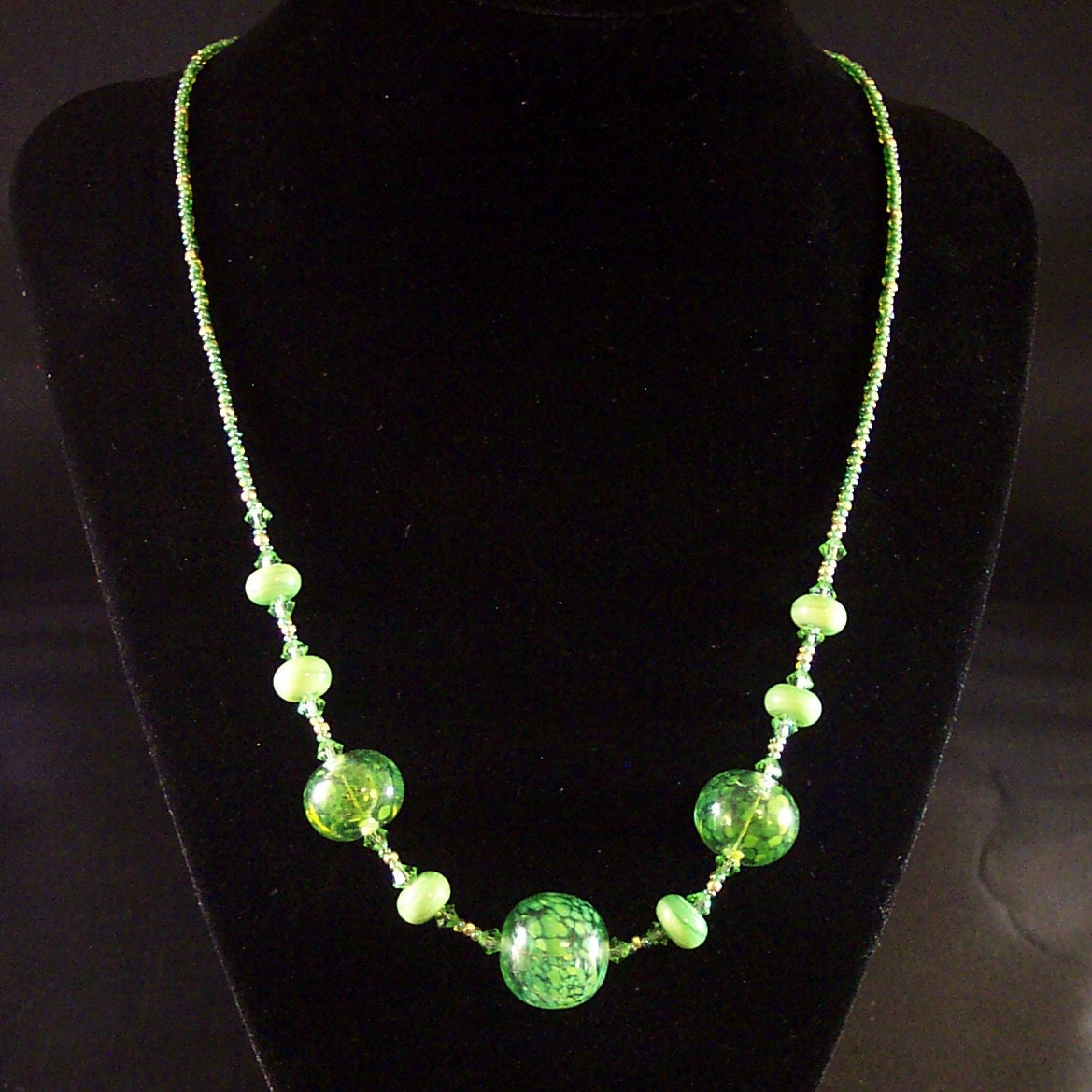 Lampwork Glass Necklace: By the Pond