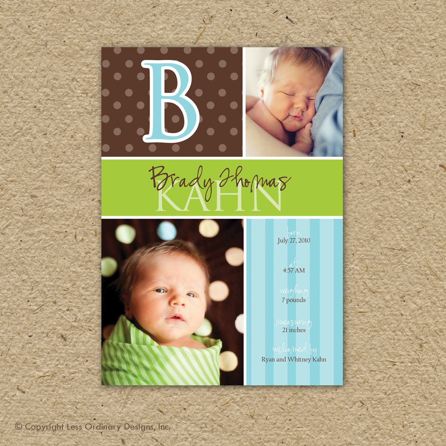 baby boy birth announcement, custom and modern - twist