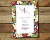 Floral Fourth of July party invitation