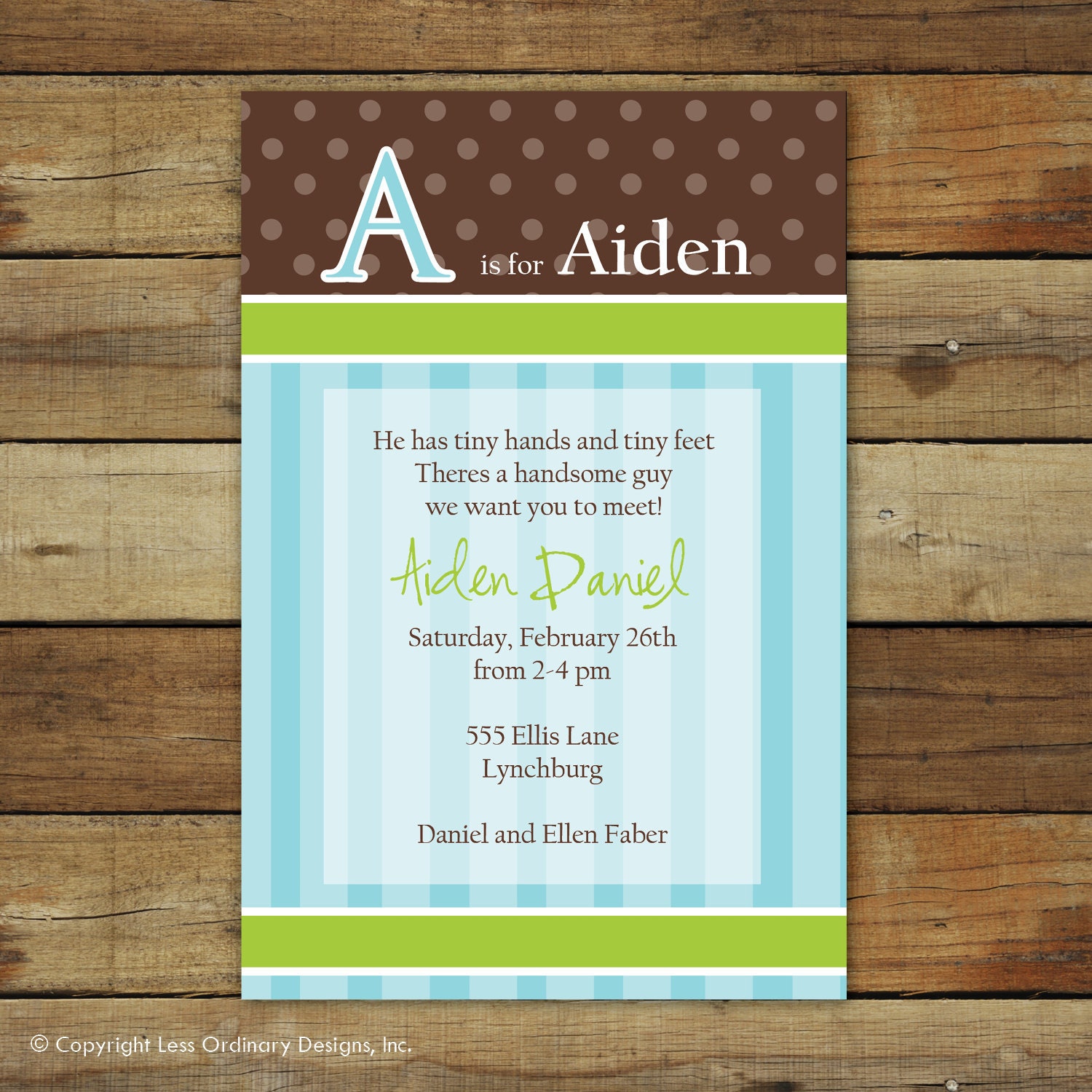 baby boy shower or sip and see invitation - twist