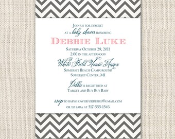 baby girl shower invitation, modern chevron