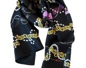 Black Chain Stripes Silk Scarf