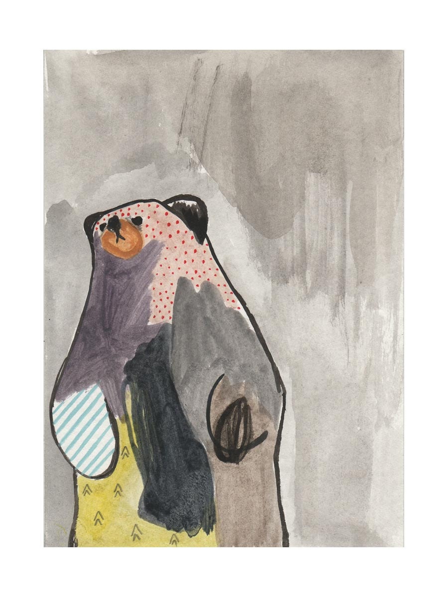 original painting illustration drawing paper bear art- only the bear knew