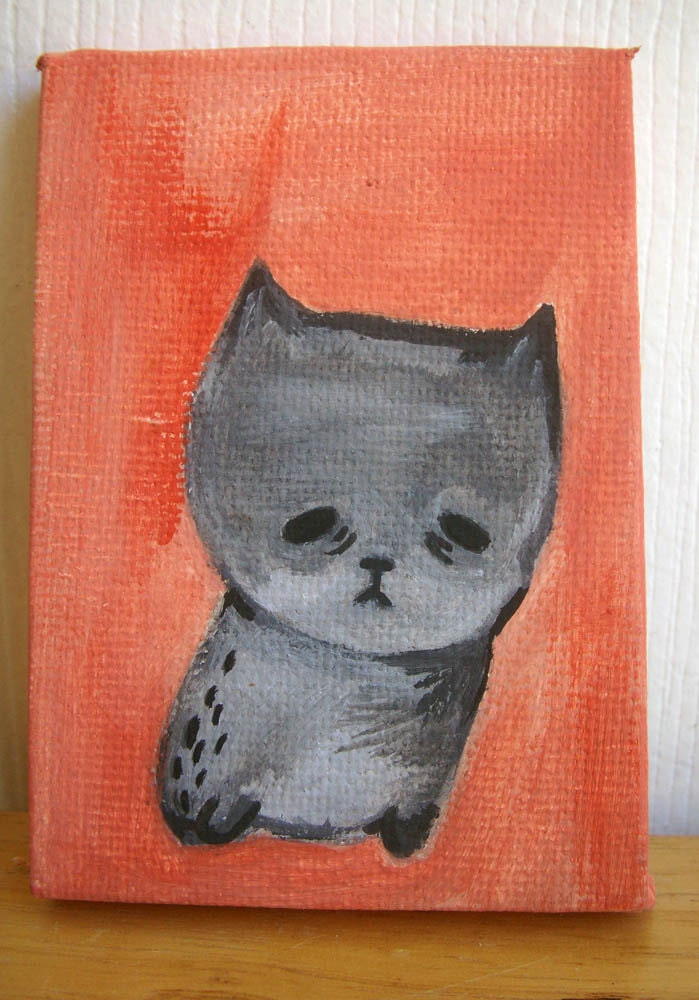 original canvas painting-the cat's sadness