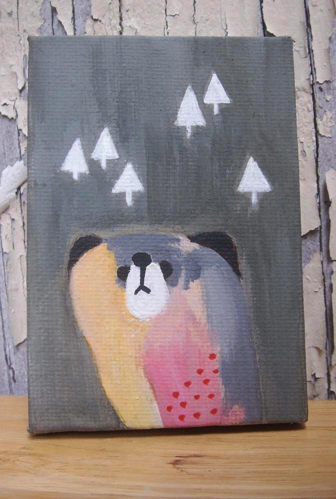 RESERVED FOR DRAGANA original painting canvas painting- mountain bear
