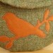 SALE Harris Tweed Purse Semi-Circle Design with Bird Applique - One of a Kind Bag