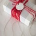 XOXO with Chevron Stripes : Small Round White Birthday or Holiday Gift Tag (quantity 6)