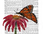 MONARCH BUTTERFLY & Geber Daisy Watercolor Art Print REVELATION 5   A Book With Seven Seals