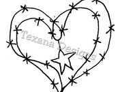 Jamn Heart and Star mini   Cling Mount Rubber Stamp