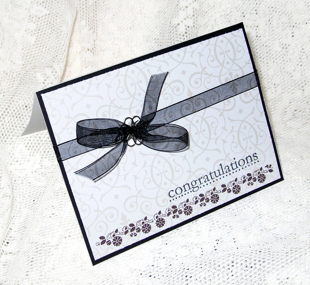 Wedding Card, Black and White, Flourishes, Elegant, Congratulations, Shimmery