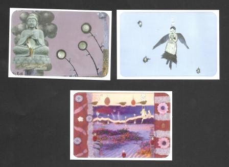 Set of Nine Stickers Featuring Three Different Whimsical Landscapes and Scenerios
