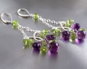 Chandelier earrings Amethyst Peridot earrings sterling silver -  fine jewelry chandeliers purple violet lime green wedding ohtteam - Domani