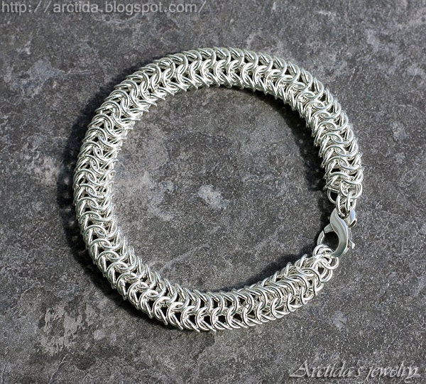 Mens bracelet roundmaille chainmaille sterling silver - Mens jewelry men fashion rustic neutral sexy male dude urban industrial design oht