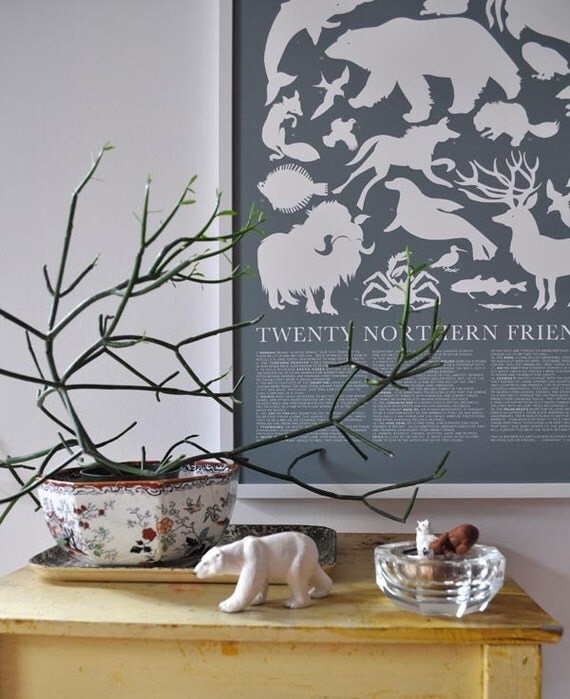 Large Print Grey Arctic Animals Poster