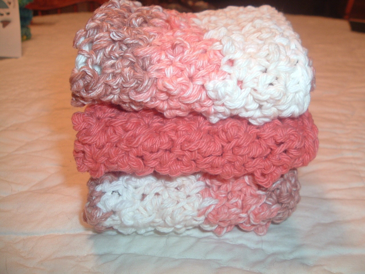 Set of 3 Crocheted  Bubble Washcloths  Harvest