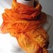 Scarf Nuno Felt Ruffle - Citrus Grid Orange Merino Wool on Orange Silk 849