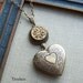 Antique Button with Heart Locket Necklace - Eternal Love