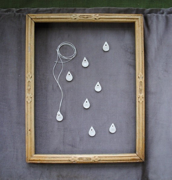 white porcelain pendant tiny raindrop