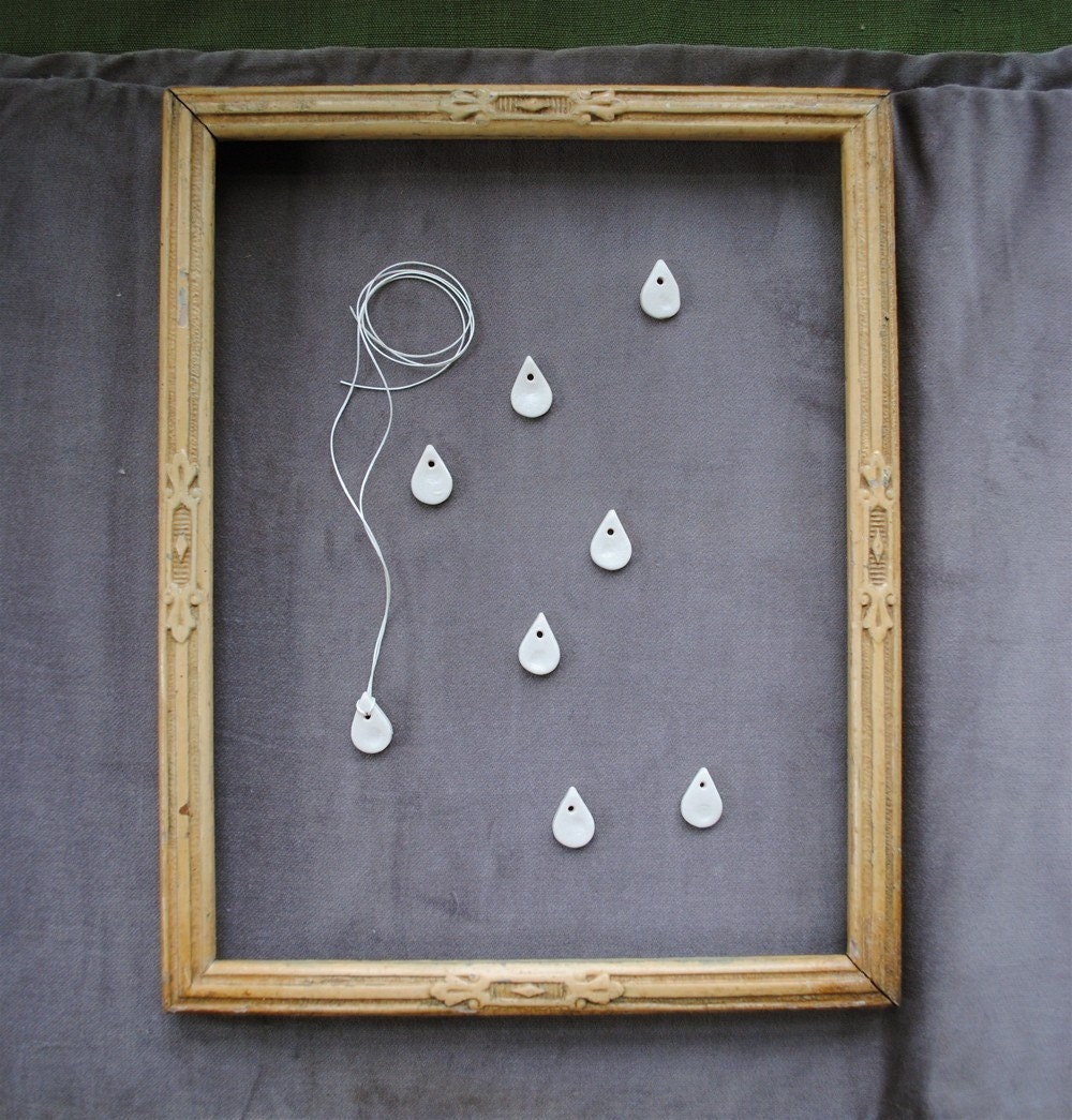 white porcelain pendant tiny raindrop