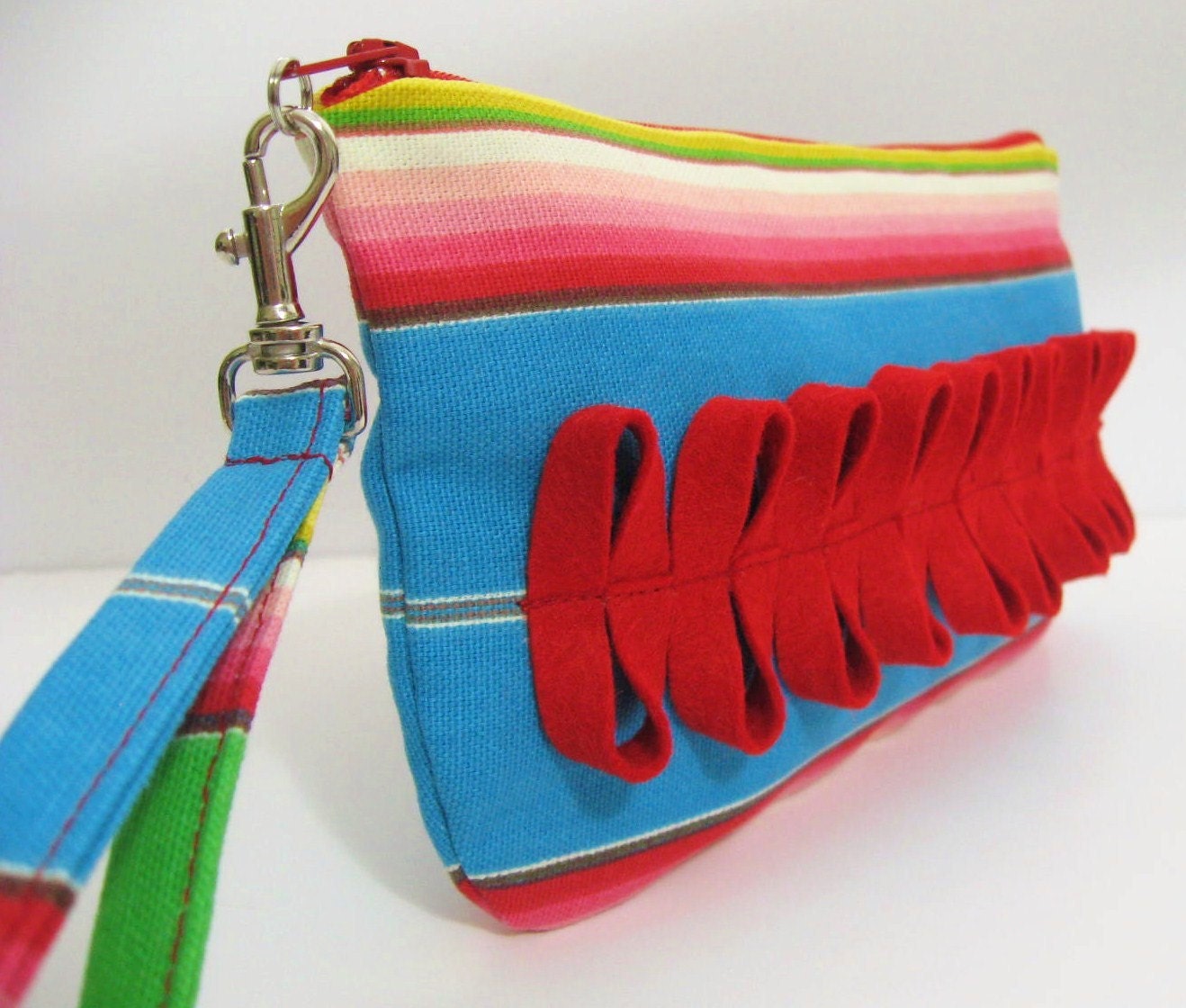 Sweet Pea Stripe Wristlet with Felt Loops