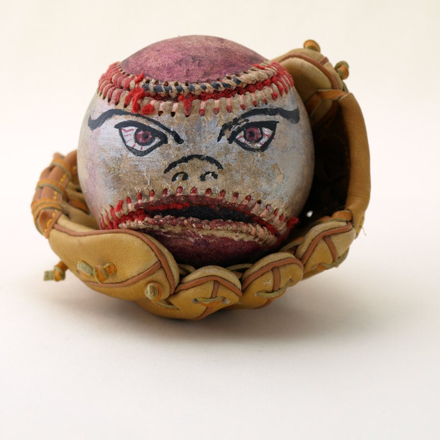 Hand Painted Baseball Funny Face - Archie