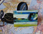 Original ACEO --  "Sailing Home"  Abstract Acrylic Original Painting Collage Sailboat  Free US Shipping