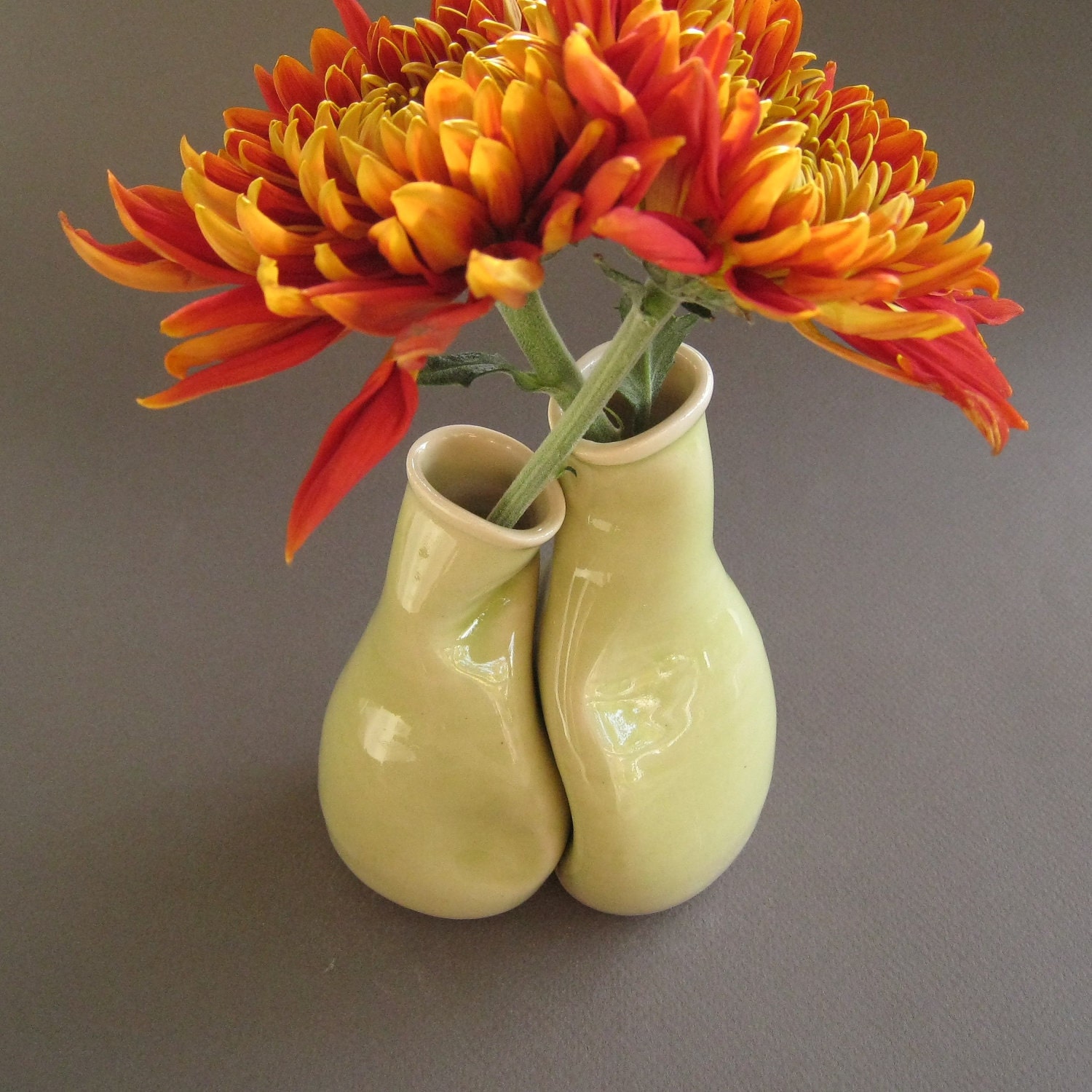 Romantic Bud Vase Pair, Unique wedding, engagement or anniversary gift, "Perfect pair"