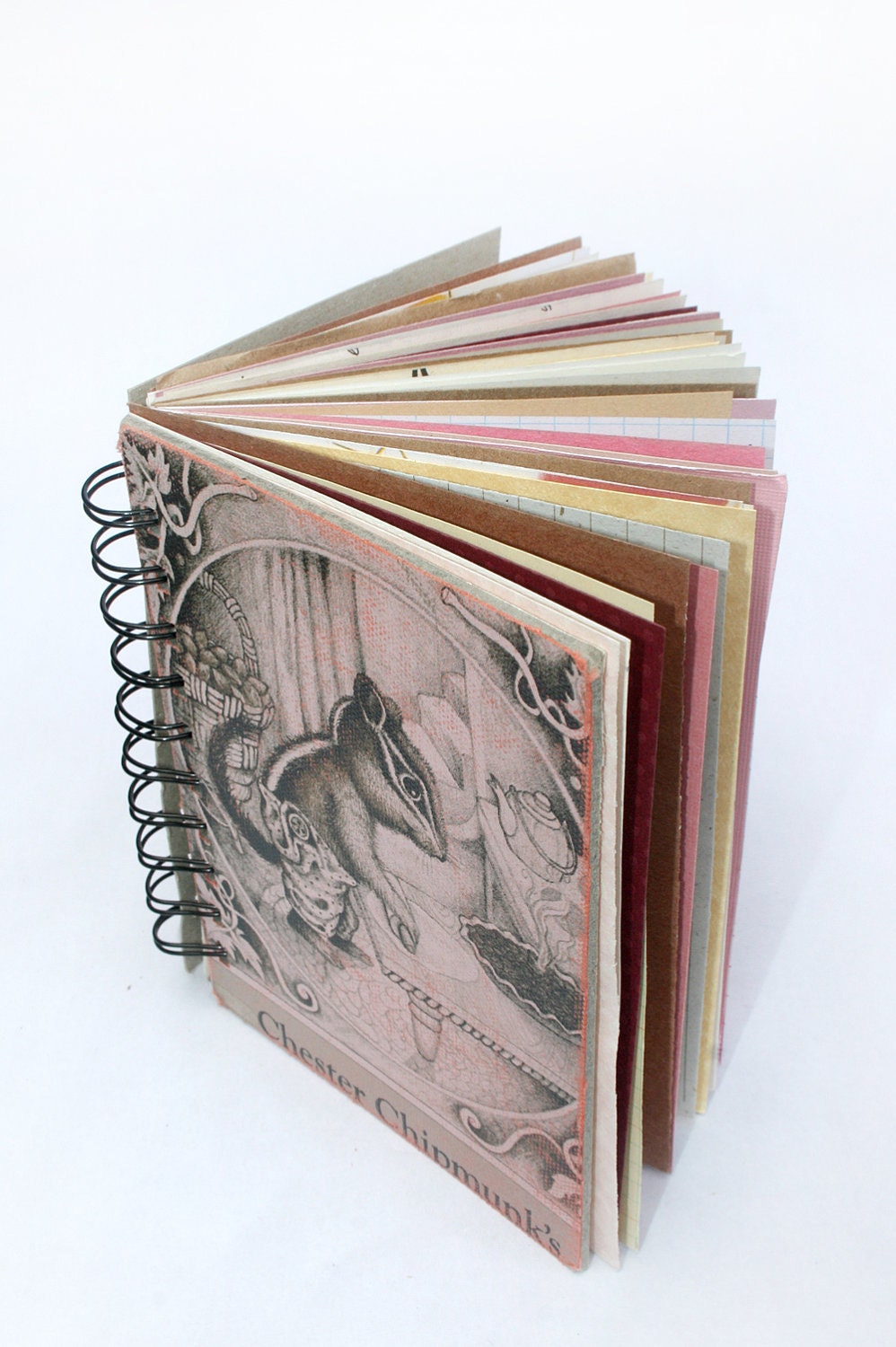 The Cheerful Chipmunk - Wire-Bound Recycled Art Journal