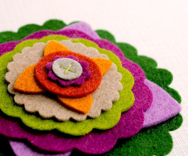 Beautiful Wool Felt Flower Brooch