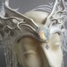 Snow Queen Leather Headdress with Beaded Jewels and Veil - Winter Crown, Bridal Headpiece