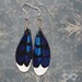 Blue Jay Feather Leather Earrings With Sterling Silver