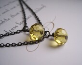 Two Suns necklace - citrine yellow Swarovski crystal layered necklace - handmade