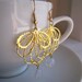 Beautiful Spirograph earrings - gold asymetric swirls with opalescant glass drops - handmade