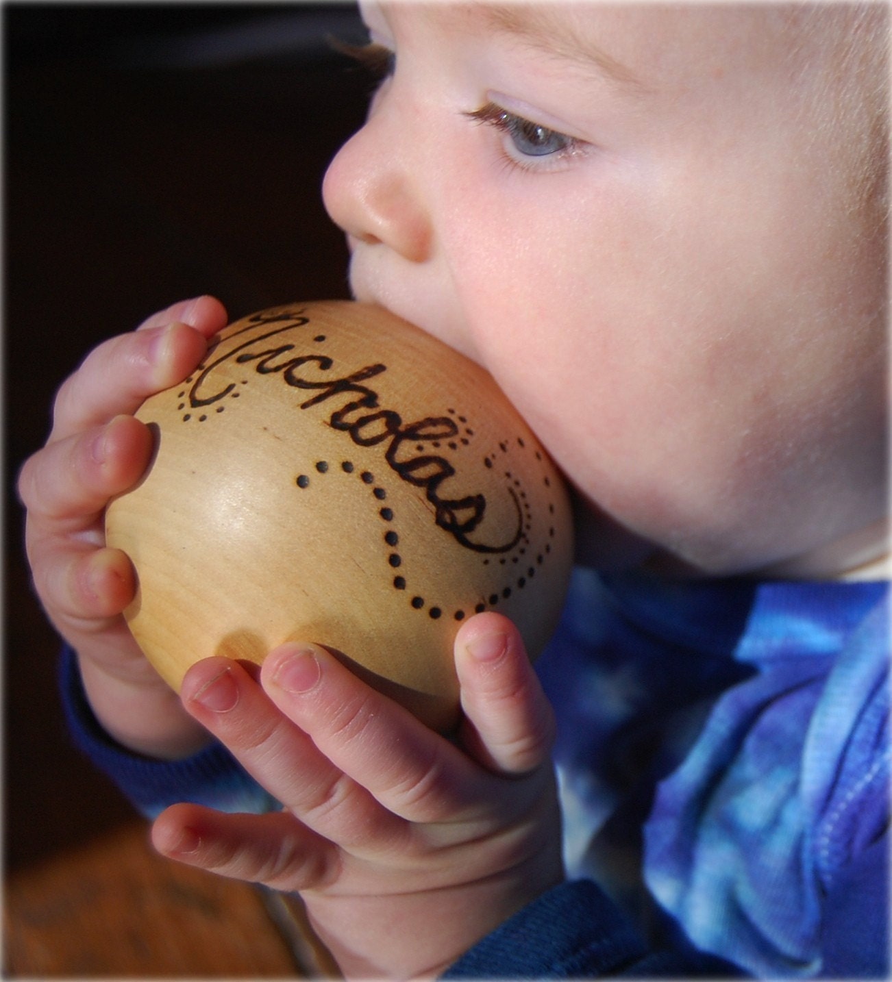 The Original Personalized Heirloom Wooden Baby Ball Toy - new baby gift