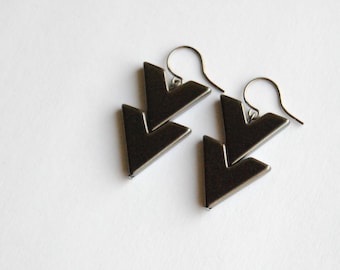 Hematite Chevron Earrings - Handmade Jewelry - Free Shipping in the US - Summer Fashion
