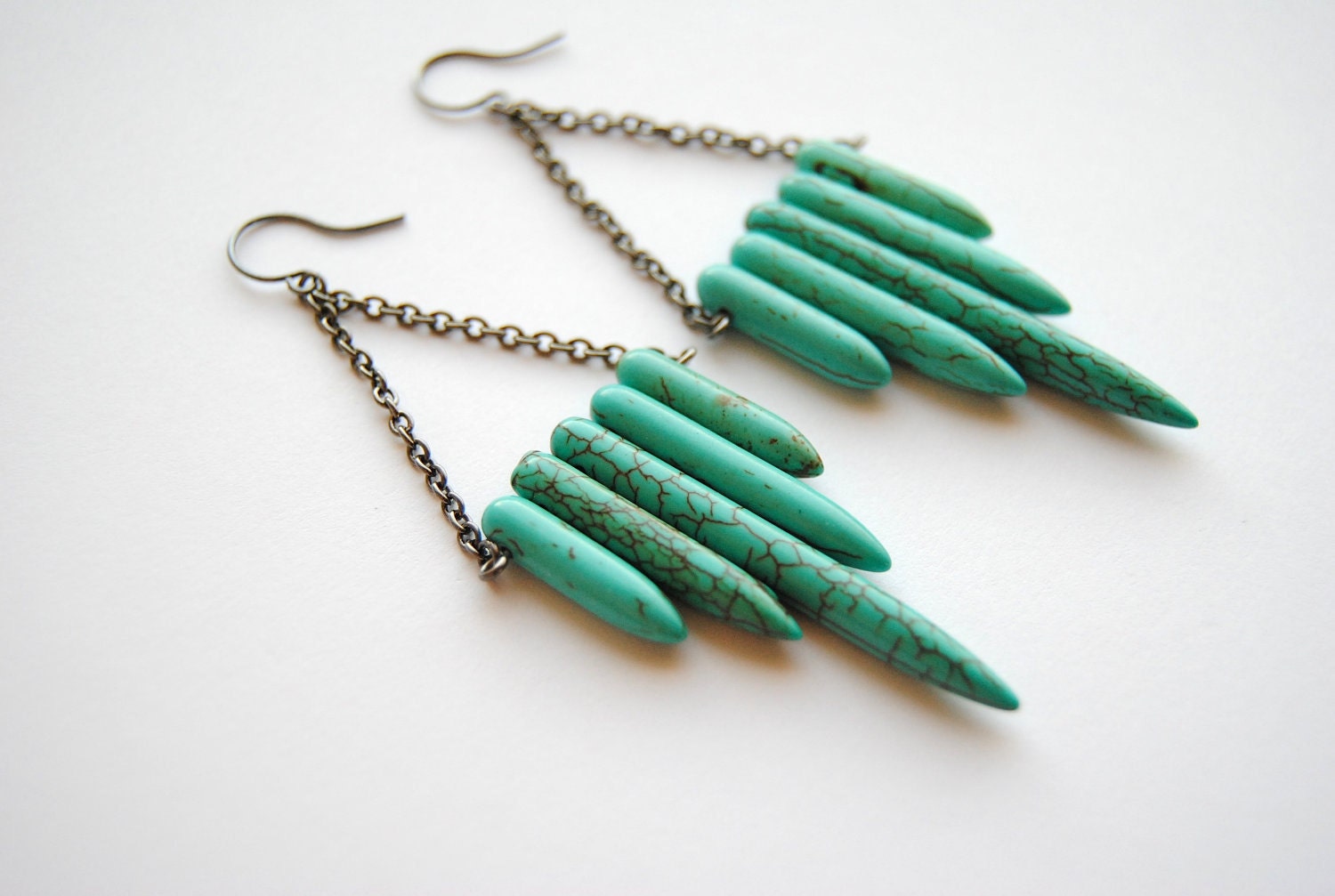 Turquoise Shield Earrings - Handmade Jewelry - Free Shipping in the US - Summer Fashion