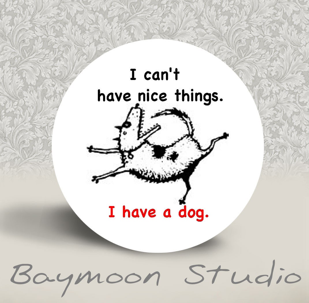 I Can't Have Nice Things. I Have a Dog - Pinback Button - 1.25 inch round