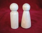 Lg Size Bride and Groom Unfinished Peg Dolls
