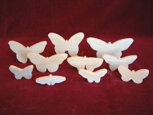 10 Assorted THIN Butterflies  Unfinished Pine Cutouts