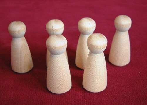 6 No. 2 Small Angel or Girl Doll Peg Unfinished Hardwood