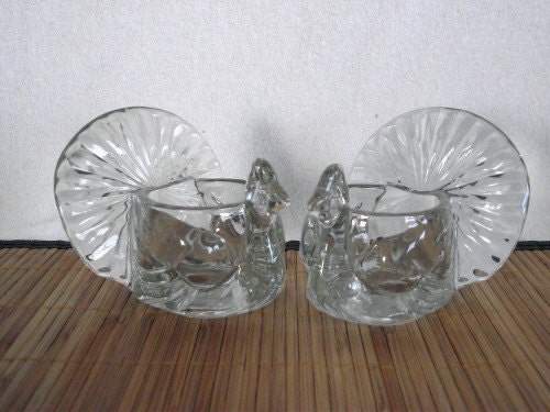 Avon Shimmering Peacock Candle Holder Pair PM565