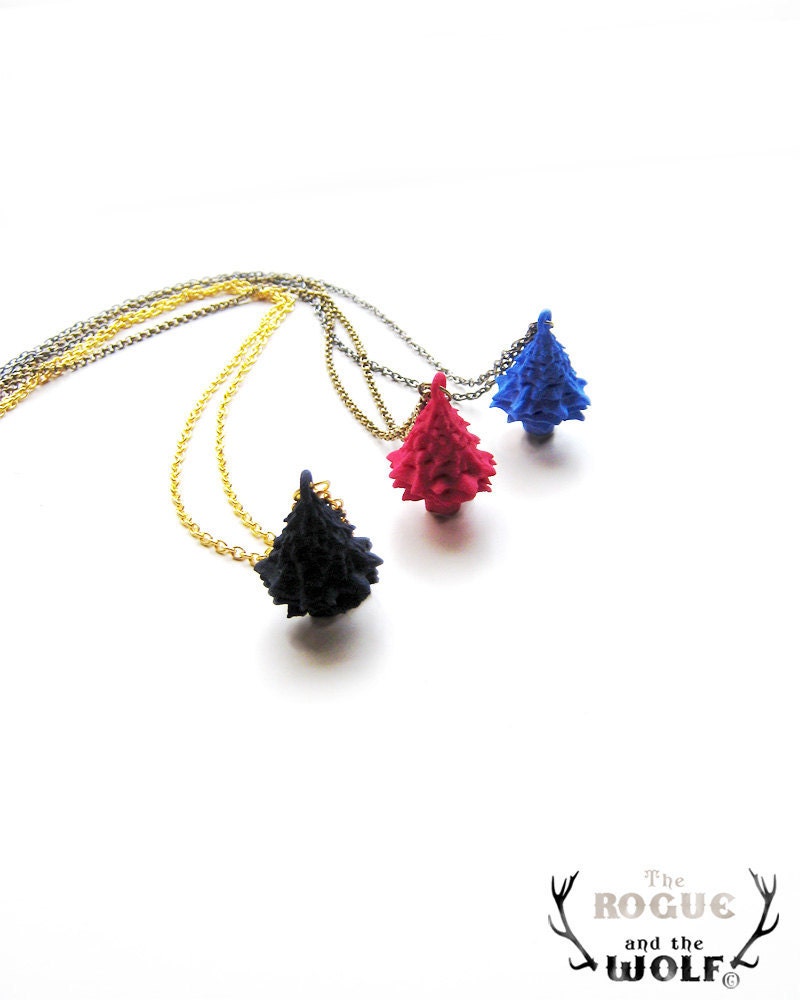 Black Tree Necklace, whimsical pendant, Modern necklace, black tree, cool jewelry, pine, woodland jewellery, fairytale jewelry