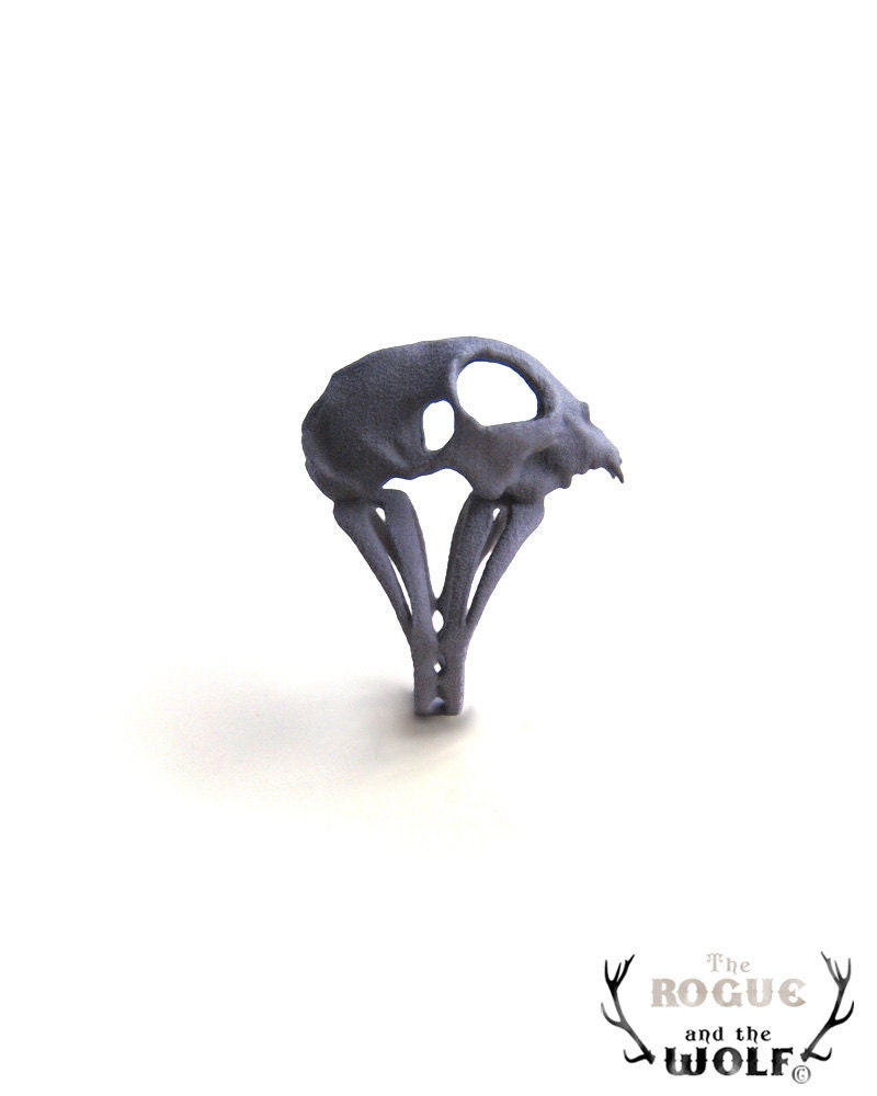 Grey Cat Skull Ring, Kitten skull ring, Modern animal ring, skull ring, scull, cool ring, animal skull, animal jewellery, whimsica